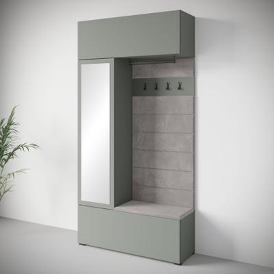 Garderoben-Set HOME AFFAIRE "TEJO", salbei, B:115cm H:231,9cm T:37,5cm, Holzwerkstoff, Kastenmöbel-Sets, Spiegel Schrank Element flexibel links/rechts einsetzbar