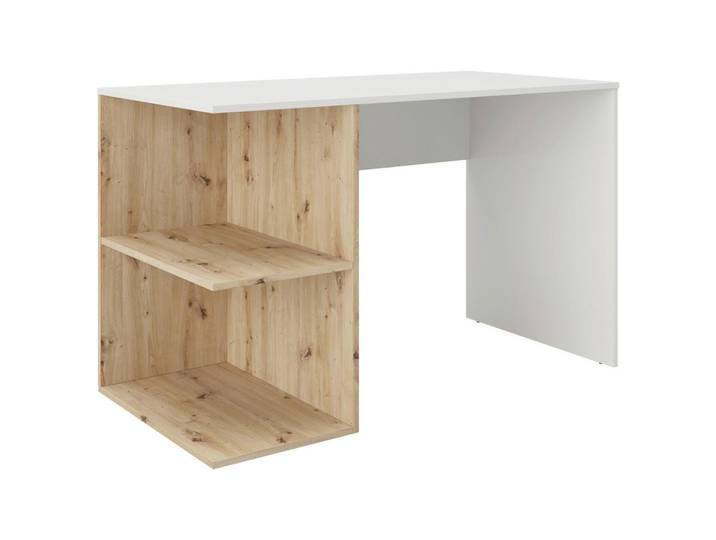 Schreibtisch mit Fächern BXH 75x60 cm Taipei Weiß/Eiche