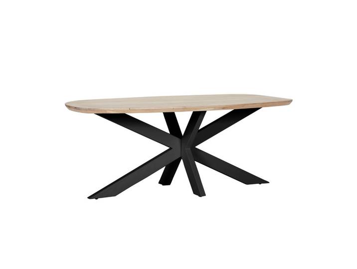 Livetastic Esstisch, Eichefarben, Holz, Eiche, massiv, bootsförmig, X-Form, 100x77x200 cm, Esszimmer, Esstische, Holztisch, Massivholztische