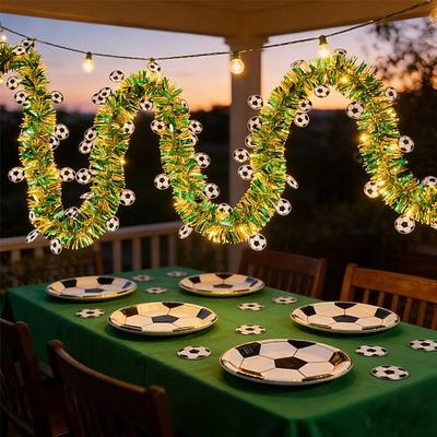 LED-Lichterkette aus Rattan, 3 m, 20 LEDs, für Fußballwelt, Bars, Einkaufszentren, Restaurants, Veranstaltungen, Dekorationen, batteriebetrieben, für Zuhause, Garten und Partys
