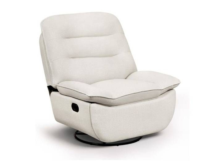 Fauteuil relax pivotant beige - WOLTU - Inclinable - Tissu Aspect Lin - Repose-pieds pliable - Bascule