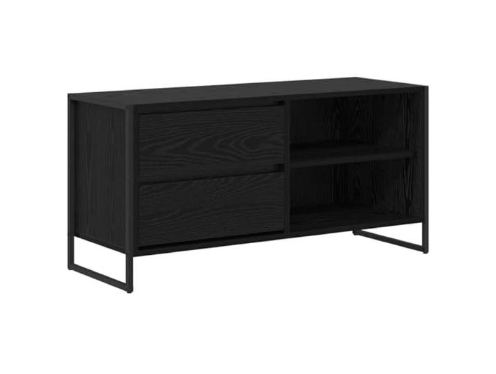 KTHLBRH TV-Schrank 100 x 36 x 49,5 cm Eiche Schwarz Holz Engineered Stahlbeine, rechteckige Form, Verwendung im Innenbereich, Wohnzimmer, einfache Montage