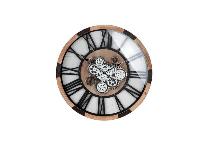 Wanduhr, Schwarz, Hellbraun, Metall, leises Uhrwerk, Dekoration, Uhren, Wanduhren