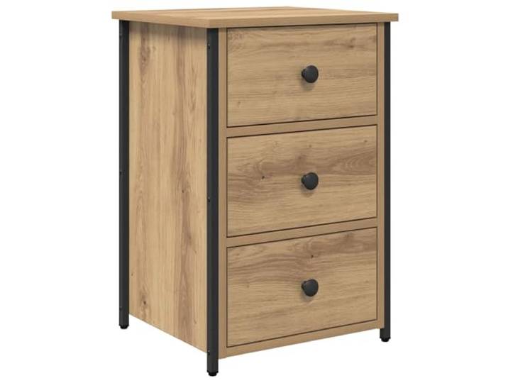GHVBNMF Nachttisch Braun 40x36x60 cm Massivholz Beistelltisch 3 Schubladen Kompakter Nachttisch fürs Schlafzimmer aus braunem Upcycling-Massivholz mit 3 Schubladen und robustem Eisengestell.