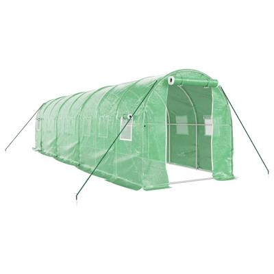 Helloshop26 - Gewächshauszelt für Pflanzen Blumen und Gemüse mit Stahlrahmen 16 m² 8 x 2 x 2 m grün