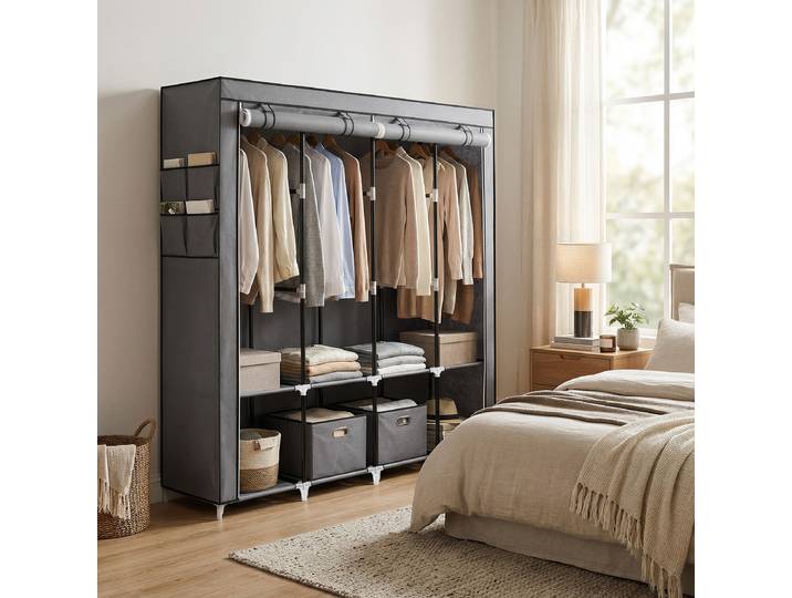 Stoffschrank Branville - 170 cm 170 x 167 x 45cm Grau/Anthrazit