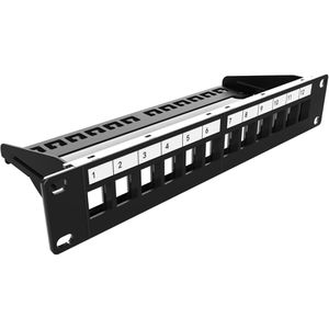 Digitus Patchpanel DN-91420, 10 Zoll, 1HE, schwarz, für 12 Ports