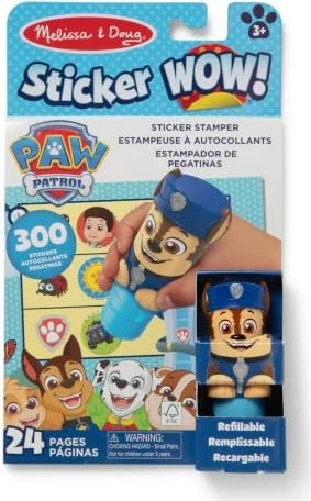 Melissa & Doug - Sticker WOW! Paw Patrol Chase Aufkleberstempel & Block, Basteln