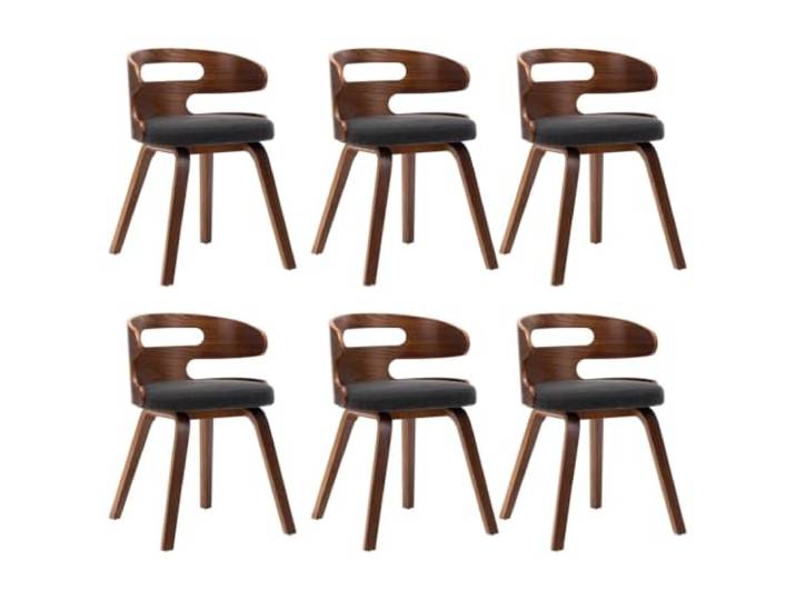 Coespram 6er Set Esszimmerstühle Dunkelgrau Bugholz Stoff 48x49x68 cm Ergonomisches 6er-Set Polsterstühle mit gebogenem Holzrahmen für Küche, Esszimmer und moderne Wohnbereiche.