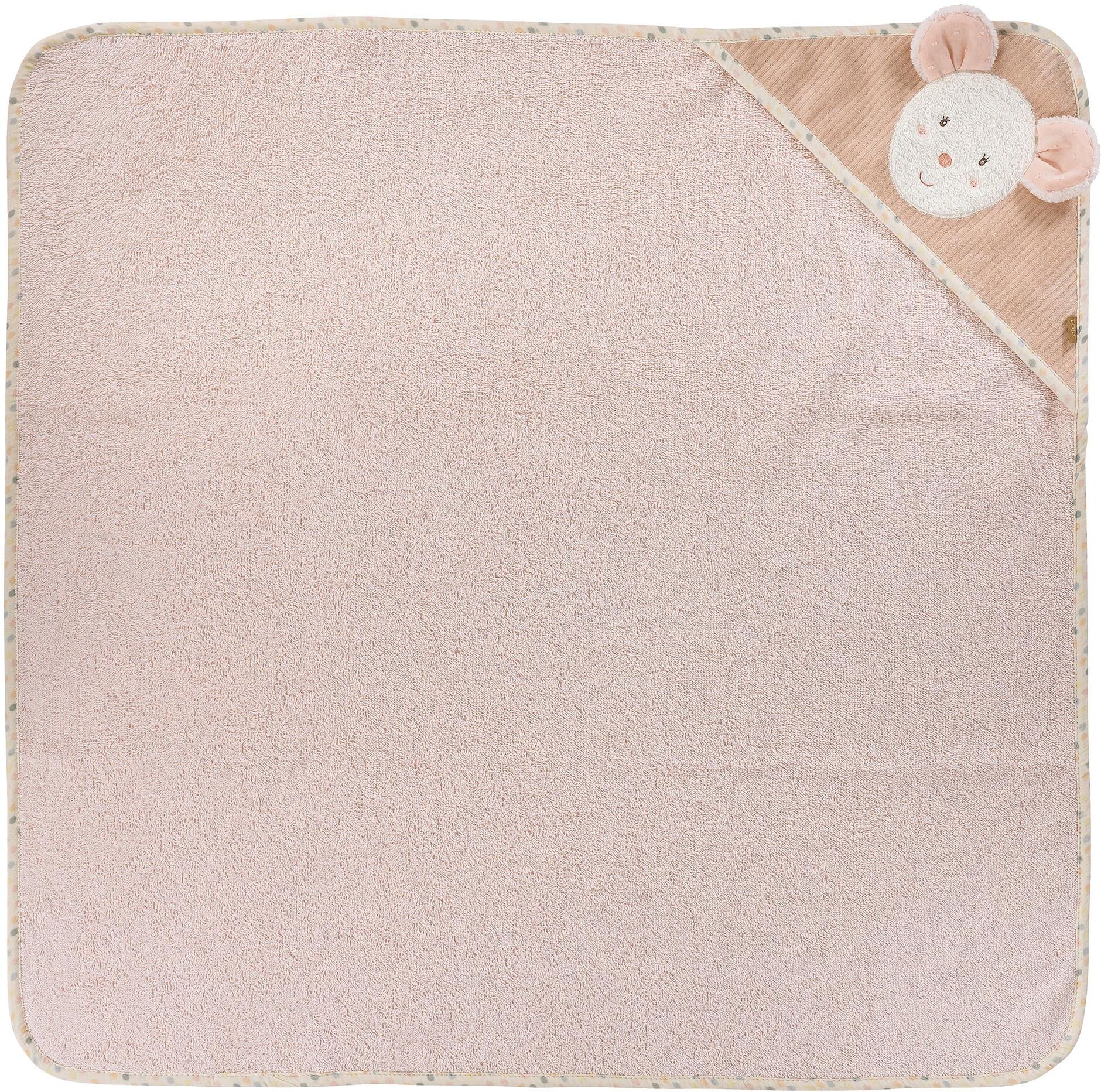 Kapuzenhandtuch FEHN "Maus 80 x 80 cm", Kinder, Gr. B/L: 80cmx80cm, 1 Stk., rosa (rosa, weiß), Baumwolle, Handtücher Kapuzenhandtuch rosa, weiß B/L: 80cmx80cm, 1 Stk.