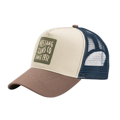 Trucker Cap MUSTANG "Hunter", Herren, weiß (braun, sanftes weiß), Materialmix, mehrfarbig, Caps, mit Netzeinsatz, größenverstellbar, mehrfarbig