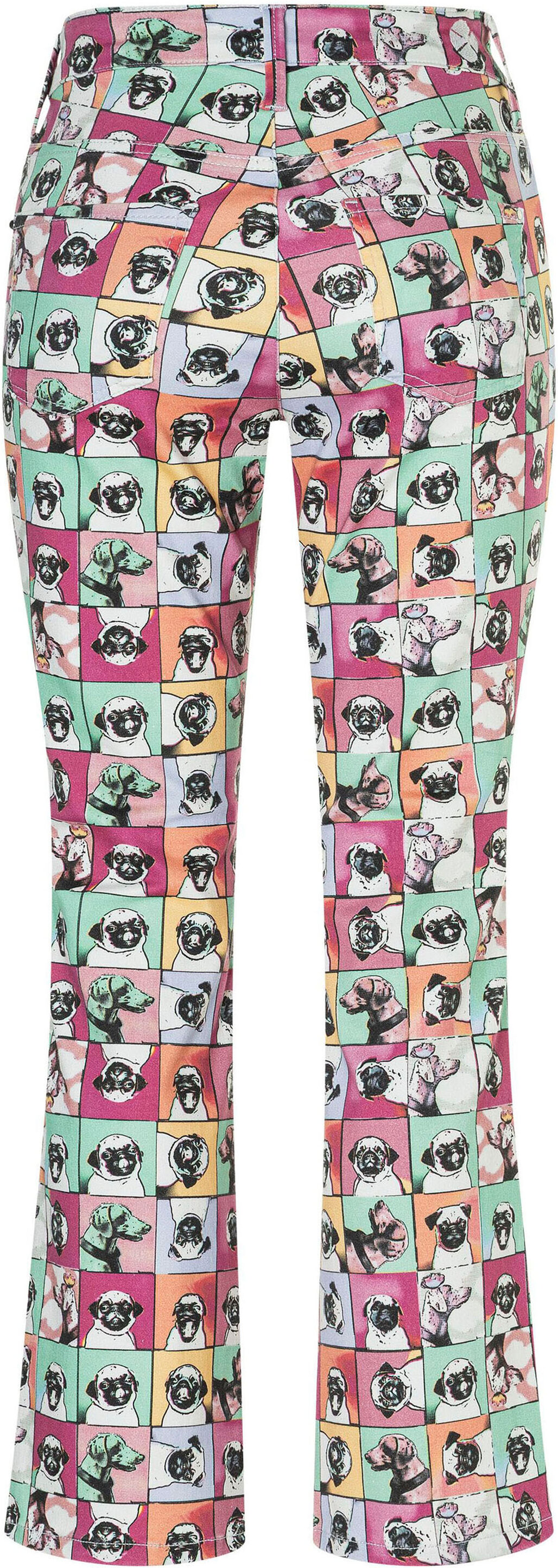 High-waist-Jeans MAC "DREAM KICK", Damen, Gr. 42, Länge 27, bunt (pug print), Denim/Jeans, Obermaterial: 88% Baumwolle, 8% Elastomultiester, 4% Elasthan, bedruckt, lang, Jeans High-waist-Jeans, mit Allover-Print pug print 42, Länge 27