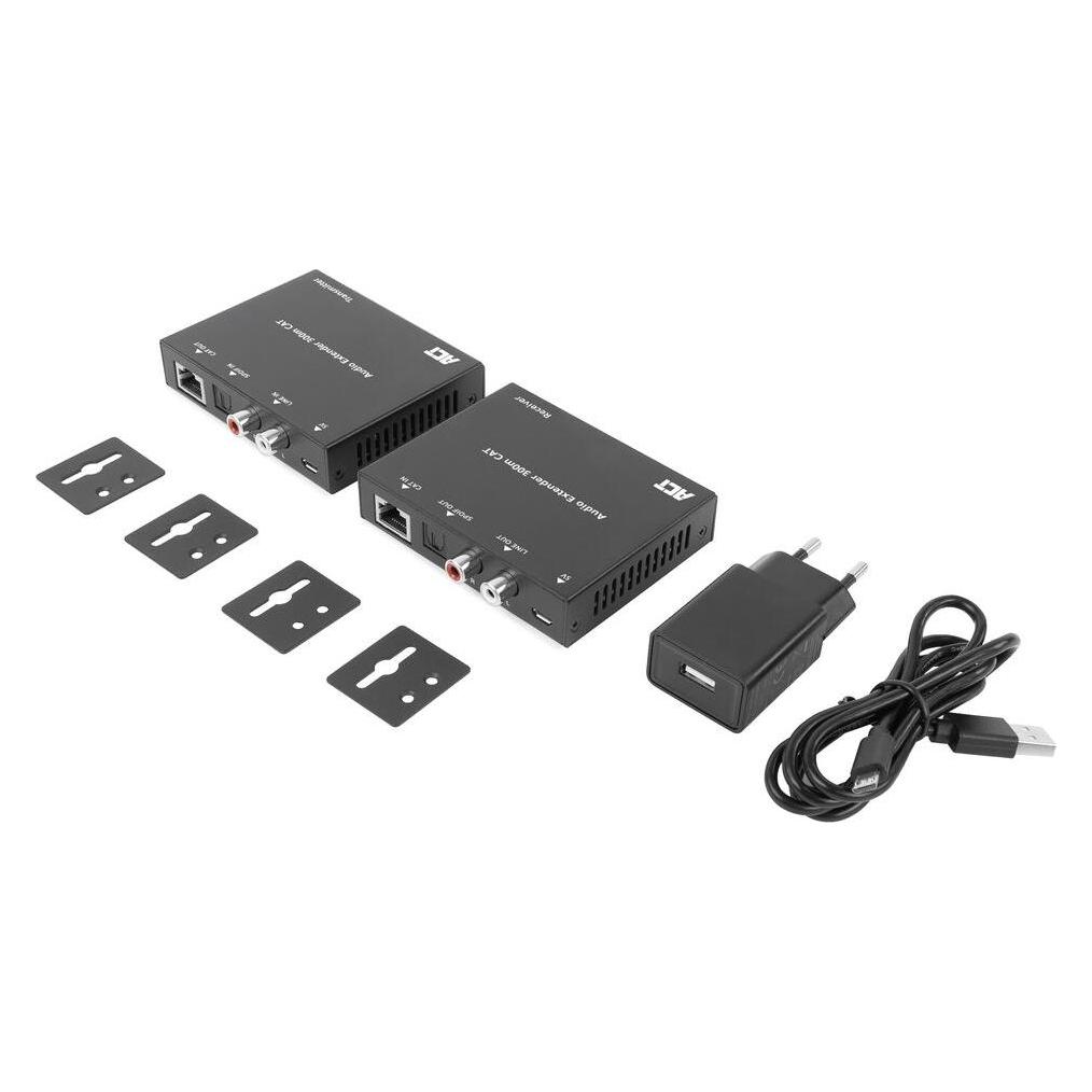 ACT Digital or analog audio extender set over CAT5e/6, with DAC, up to 300 meters (AC7710)