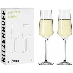 Ritzenhoff Champagnerglas 2er-Set Lichtweiss Julie 001, Nadine Niggemeier, Kristallglas, 233 ml, 6111008