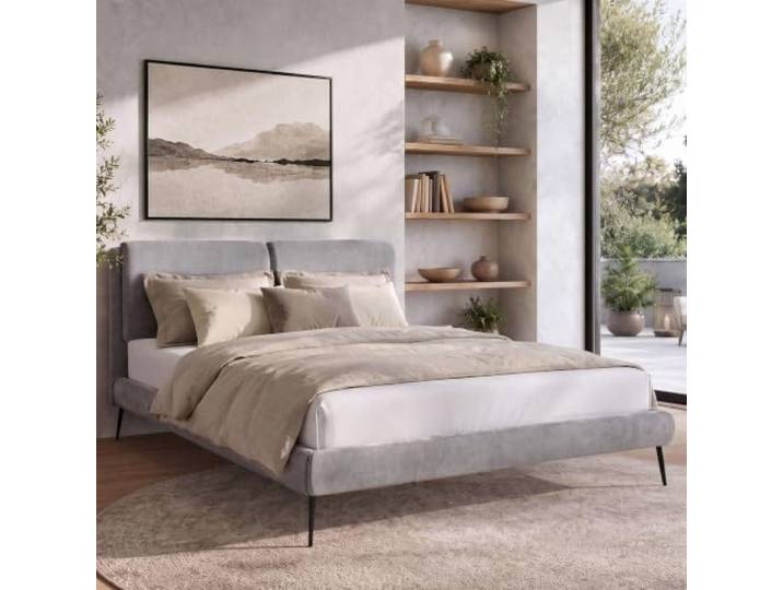 Polsterbett NUIT 160x200 cm Doppelbett (Wind 82), mit Matratze Mediro Core Stoffbett, 160x200 cm, Inkl. Lattenrost