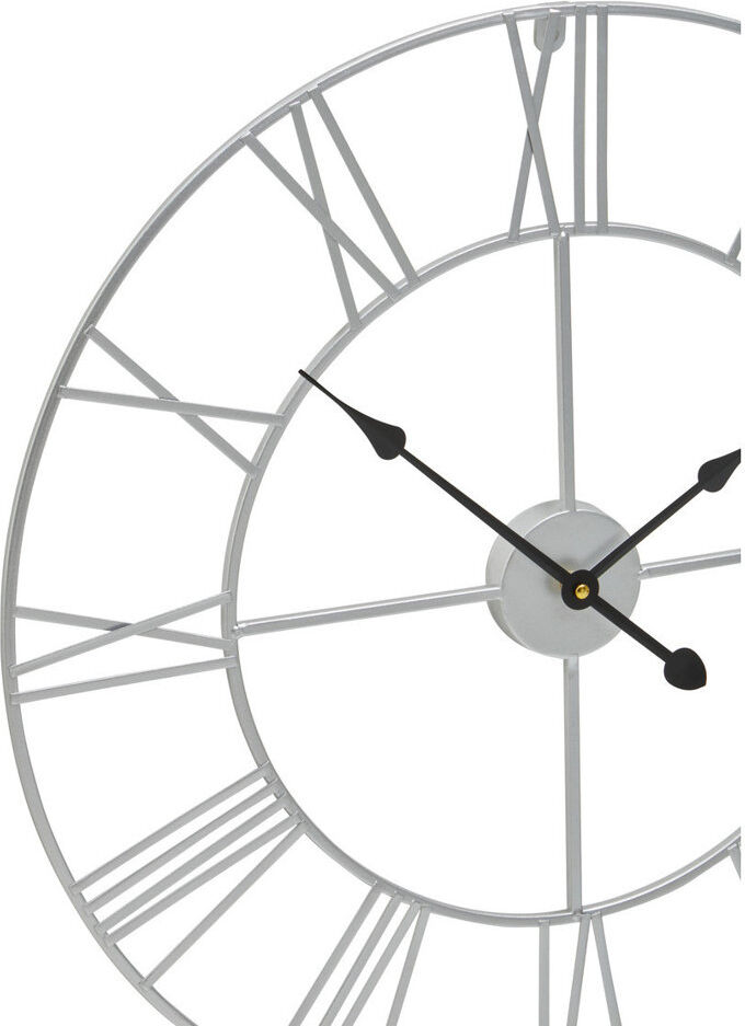 Borough Wharf Ezzie Skeleton Wall Clock Silver 60cm H x 60cm W x 4cm D