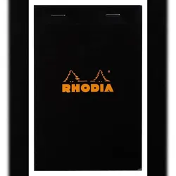 Rhodia 10x Gehefteter Notizblock Rhodia No.14 11x17cm 80 Blatt kariert 80g - Schwarz 142009C