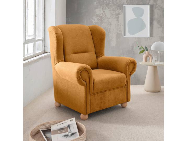 Livetastic Ohrensessel Torello, Gold, Holz, Buche, Uni, 92x102x89 cm, Made in EU, erweiterbar (Typenauswahl), Wohnzimmer, Sessel, Ohrensessel