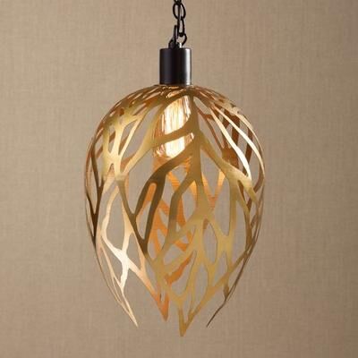 Split P Gold Leaf Pendant Light , Gold