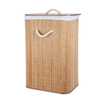 WellHome - Faltbare Wäschekörbe 40x30x60 cm aus Bambus und Baumwolle