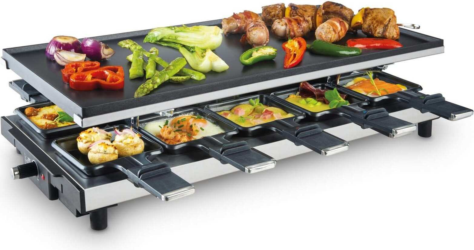 Fritel RG 4180 Frituurpan voor 10 personen, aluminium en roestvrij staal, zwart/grijs, 485 x 240 mm