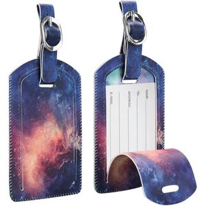 Fintie Kofferanhänger APPB006-A, aus Kunstleder, Die Galaxie, 2 Stück, mit verdecktem Adressschild