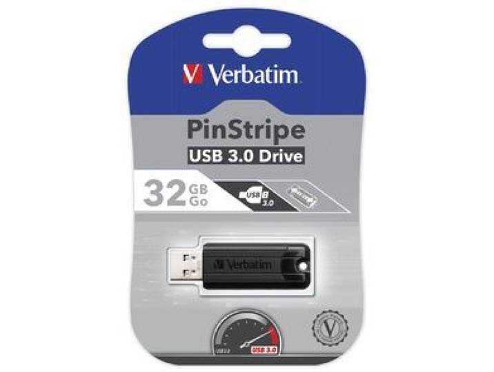 Verbatim PinStripe 32GB - USB 3.2 - Inklapbare USB - Zwart