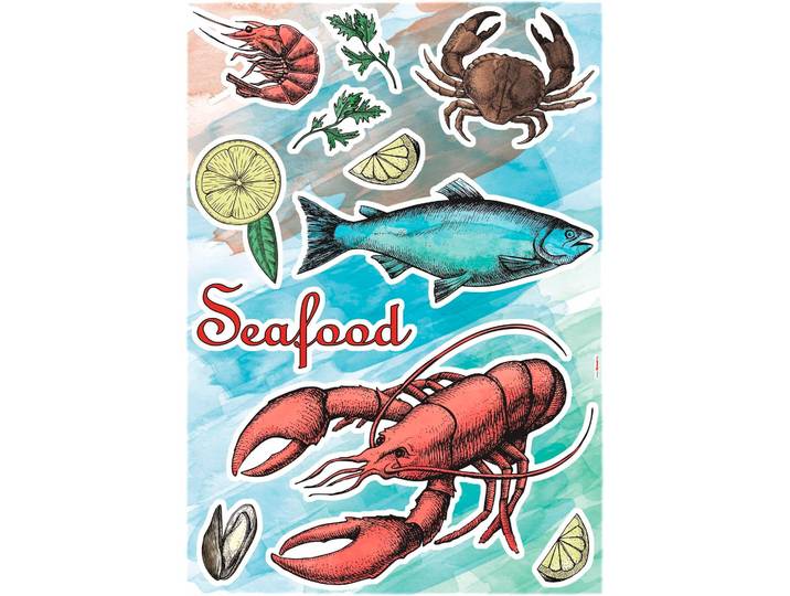 Wandtattoo KOMAR Seafood - Grösse 50 x 70 cm , bunt, B:50cm H:70cm, Folie, Wandtattoos, Wandtattoo, selbstklebend, Wandsticker