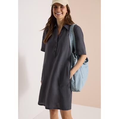 Blusenkleid CECIL, Damen, Gr. XXL (46), US-Größen, Halbarm, Stoff, volcanic grau, Stoff, 100% Leinen, unifarben, normal knielang, ohne Ausschnitt, abgesteppt, Kleider Blusenkleid, aus Leinen