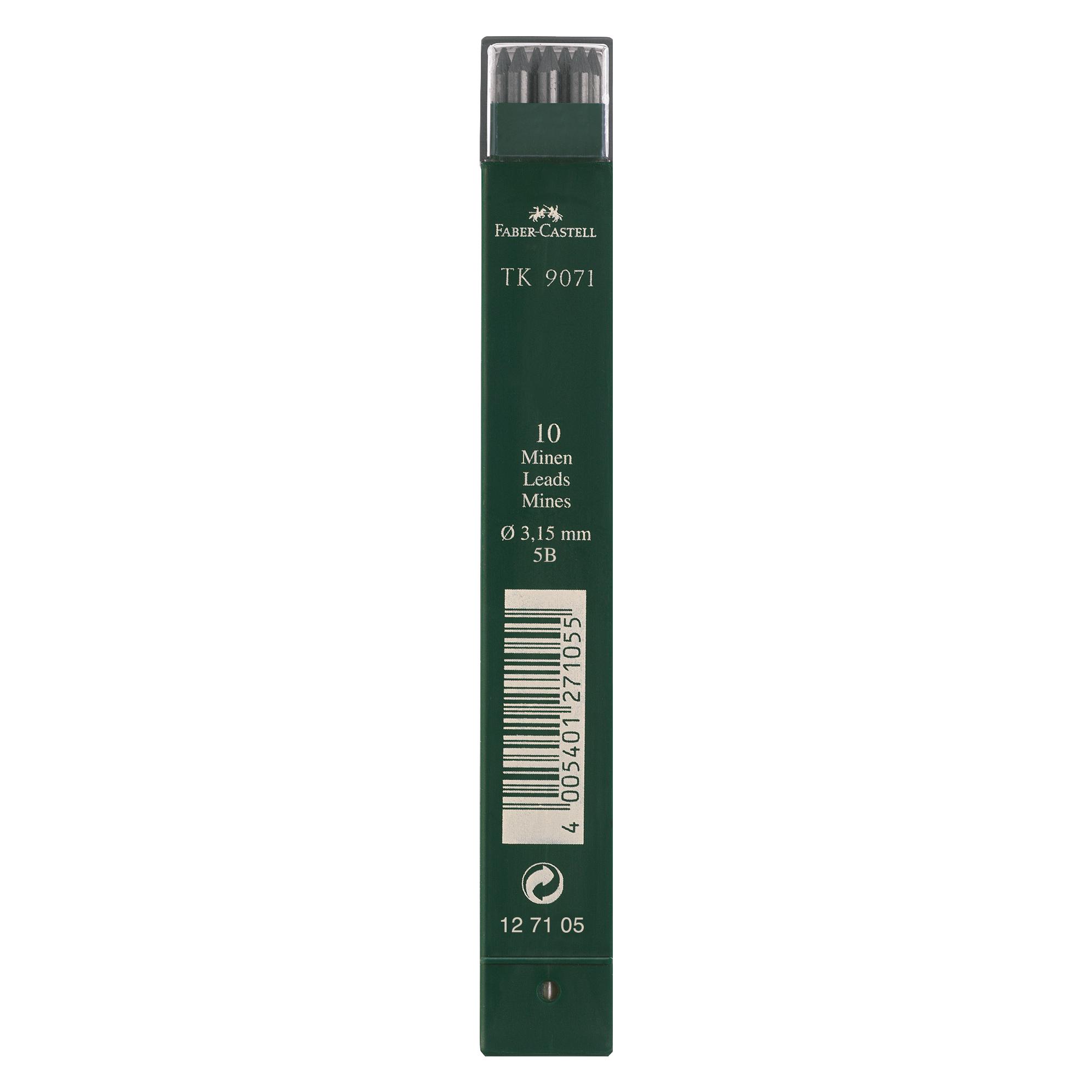 Faber-Castell Fallmine TK 3,15 mm, Härtegrad: 5B, tiefschwarz (10 Stk., 3.15 mm, 4B, 5B) (127105)