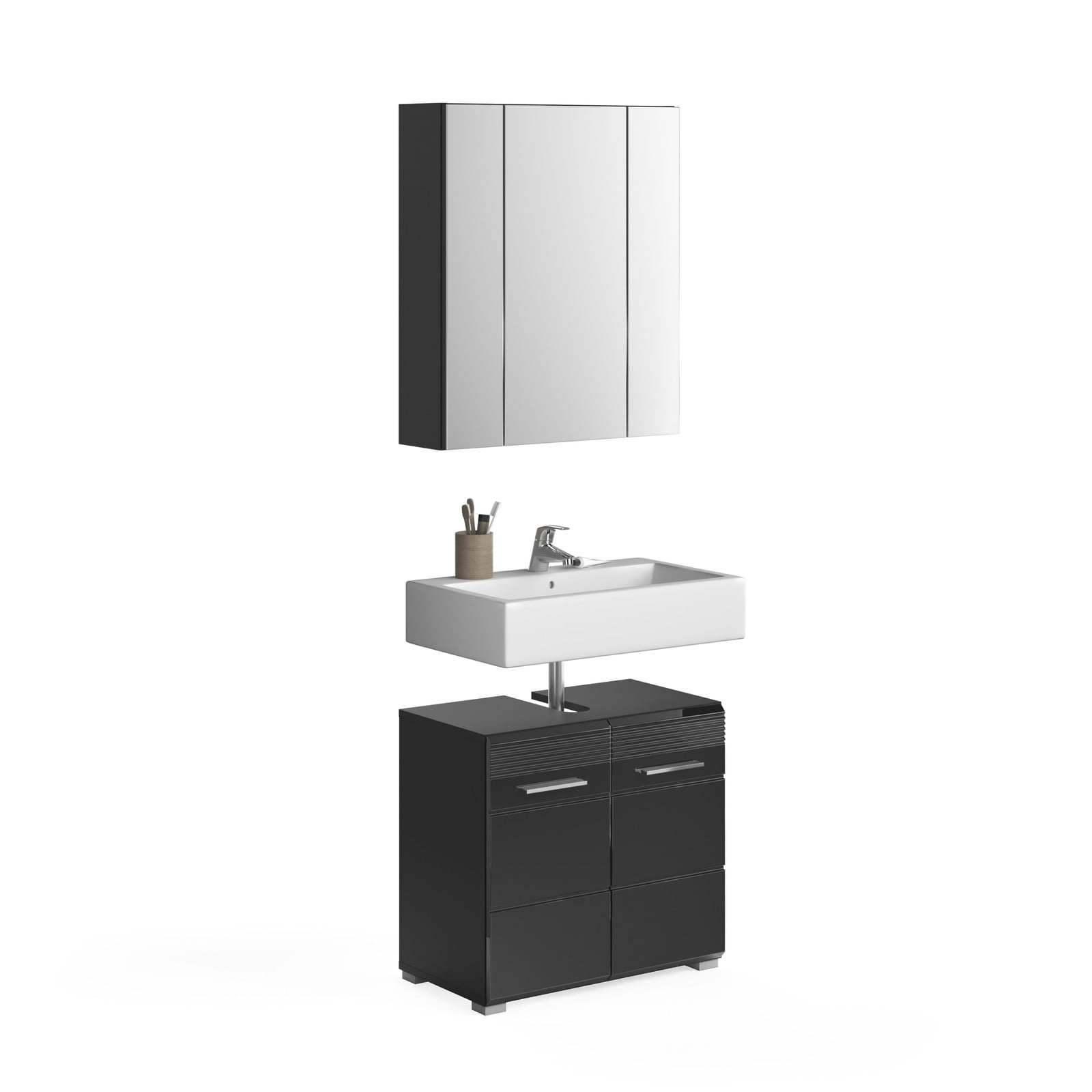 Linus badkamer L1 zwart hoogglans