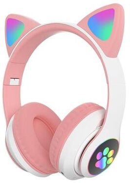 Everyday Crate RGB Cat Ear Bluetooth Headphones With Mic, TF Card & Wired Mode For Kids And Music Lovers pink