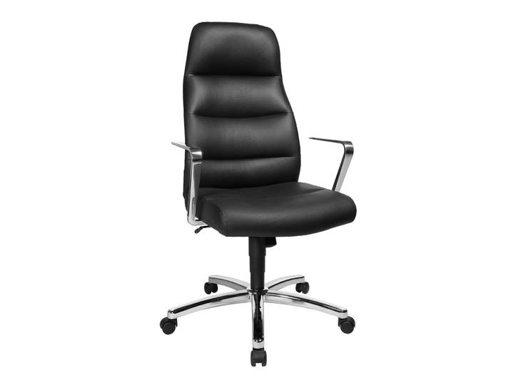 Fauteuil de direction Clarens Cuir véritable Noir Hauteur réglable - Accoudoirs Dossier Roulettes
