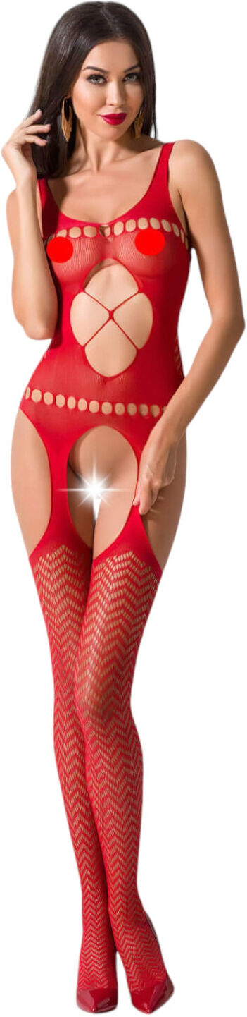 Passion BS057 - red zigzag fishnet set (S-L)