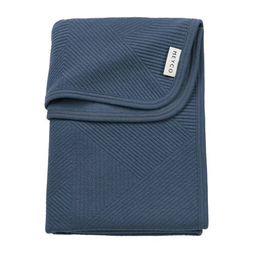 Meyco ledikantdeken Jacquard met flanel donkerblauw
