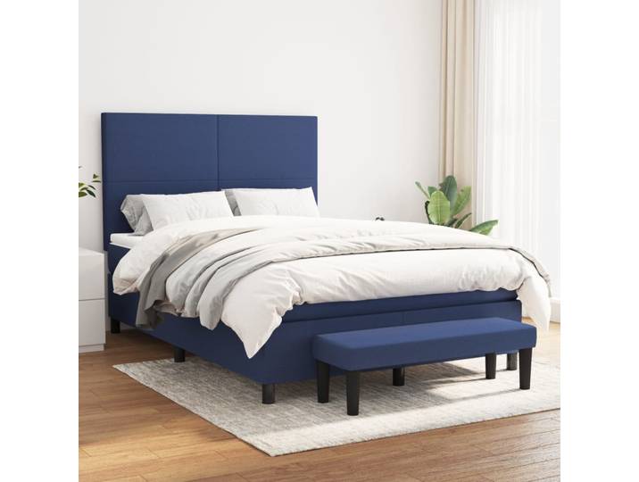 vidaXL Boxspringbett mit Matratze Blau 140x190 cm Stoff