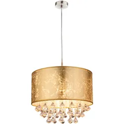 Kristall Hänge Leuchte Textil Pendel Schlaf Zimmer Beleuchtung Decken Lampe gold Globo 15187H3