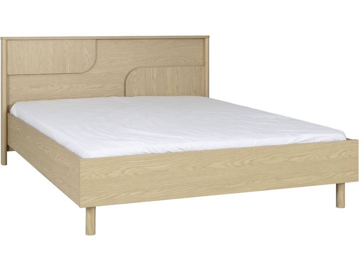 Einzelbett, Spanplatte mit Eiche Rookwood Nachbildung, 160×200 cm, Mit Beleuchtetem Kopfteil, GAMI Galys