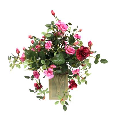 Kunstblume I.GE.A. "Wildröschen in Vase", rosa, B:26cm H:32cm L:26cm, Polyester, Kunstpflanzen, Deko Kunstblume Rosen Kunstrosen Blumen Hochzeitsdeko