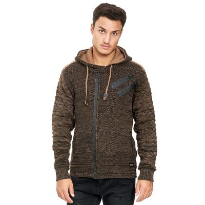 Strickjacke RUSTY NEAL, Herren, Gr. M, grün (khaki), 70% Polyacryl, 30% Baumwolle, unifarben, ohne Ausschnitt, Strickjacken Strickjacke, in cooler Grobstrickoptik