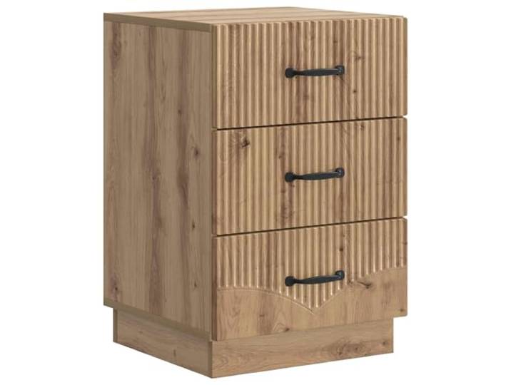 Tmriohed Nachttisch mit 3 Schubladen 43x41x63,5 cm Artisan-Eiche Kompakter Beistelltisch im Schlafzimmer mit 3 geräumigen Fächern für Bücher, Brille und persönliche Gegenstände.