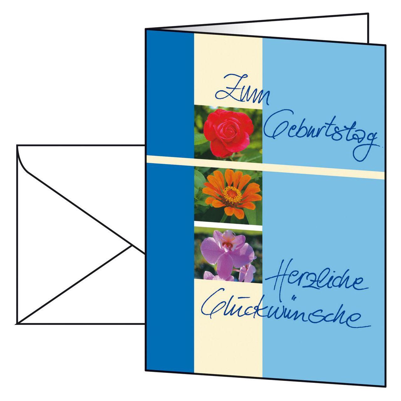 SIGEL 10 Geburtsstagskarten Blumen Trio DIN A6