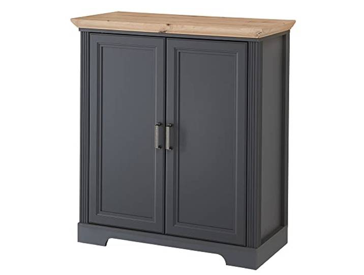 Stella Trading JASMIN Kommode in Graphit, Artisan Eiche Optik - Kommode im Landhausstil mit viel Stauraum - 93 x 102 x 41 cm (B/H/T)