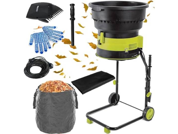 2500W Elektrischer Laubhäcksler Ohne Messer,Kabelgebundener Häcksler Für Garten 8.000 U/Min,Zerkleinert Bis Zu 208 Liter Laub Pro Minute,Für Laub,Gras Und Gartenschnitt,noPowercord