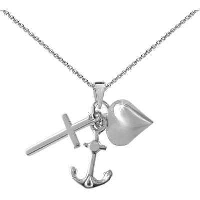 Kette mit Anhänger FIRETTI "Schmuck Geschenk Silber 925 Halsschmuck Anhänger Glaube Liebe Hoffnung", silber (silberfarben), Halsketten, Damen, Silber 925 (Sterlingsilber), L: 45 B: 1,1mm, Made in Germany, B:1,1mm
