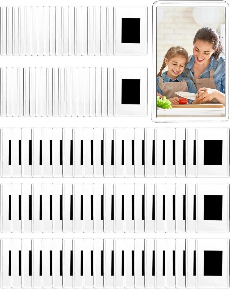 Set van 100 heldere magnetische acryl fotolijstjes