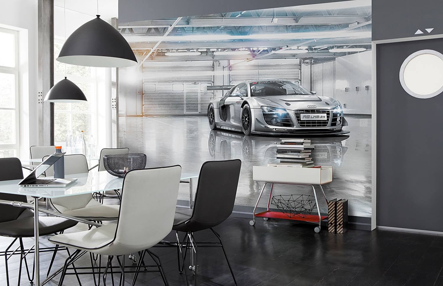 home24 Fotobehang Audi R8 Le Mans meerdere kleuren Breedte: 368 cm, Hoogte: 254 cm