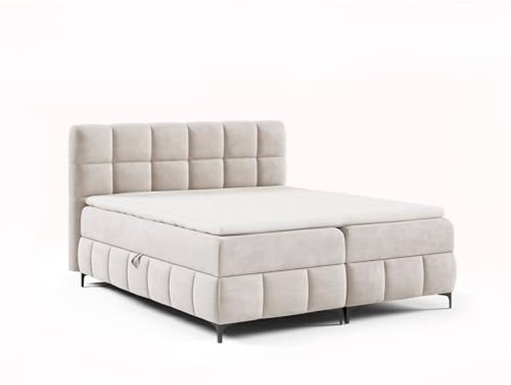 FURNISTAR Boxspringbett Cindy 160x200 mit Bettkästen und Topper Doppelbett, Bonell-Matratze, Polsterbett, Bett, Bettgestell, Schlafzimmer - Beige