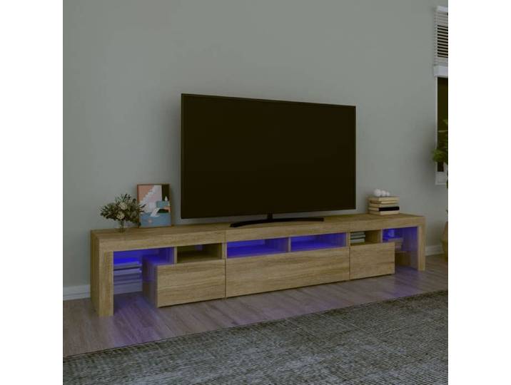 Meuble TV avec Lumières LED Centre de Divertissement Rangement Meuble Média Meuble de Salon Salle de Séjour Maison 3152788