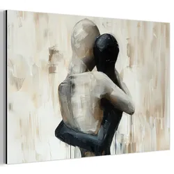METALLBILD Abstrakt - Liebe - Schwarz und weiß - Modern Wanddeko 90x60 cm